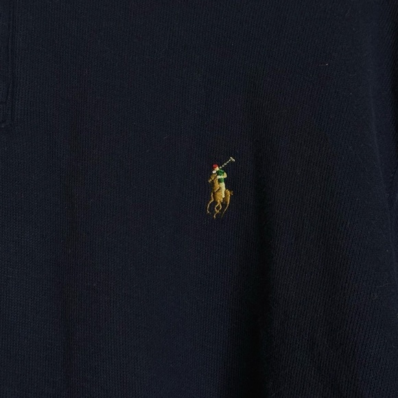 Polo Ralph Lauren Sweater Mens XL navy Blue Estate Rib 1/4 Zip Pullover - Picture 2 of 7
